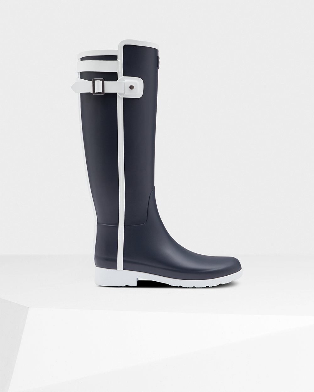 Womens Hunter Tall Rain Boots Navy/White - Refined Slim Fit Contrast - 5176934-PI